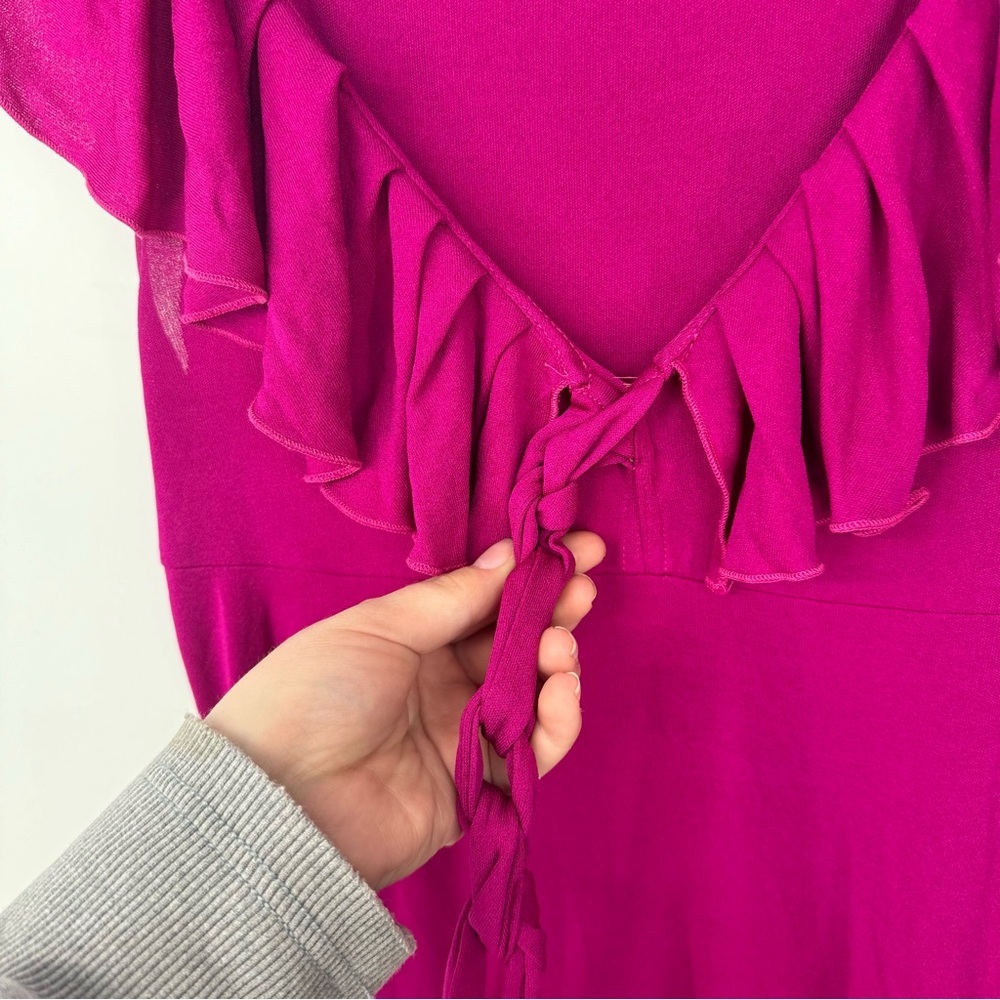 Diana van Frustenberg Vintage Y2K Ruffled Neckline Sleeveless Midi Dress - Picture 3 of 5